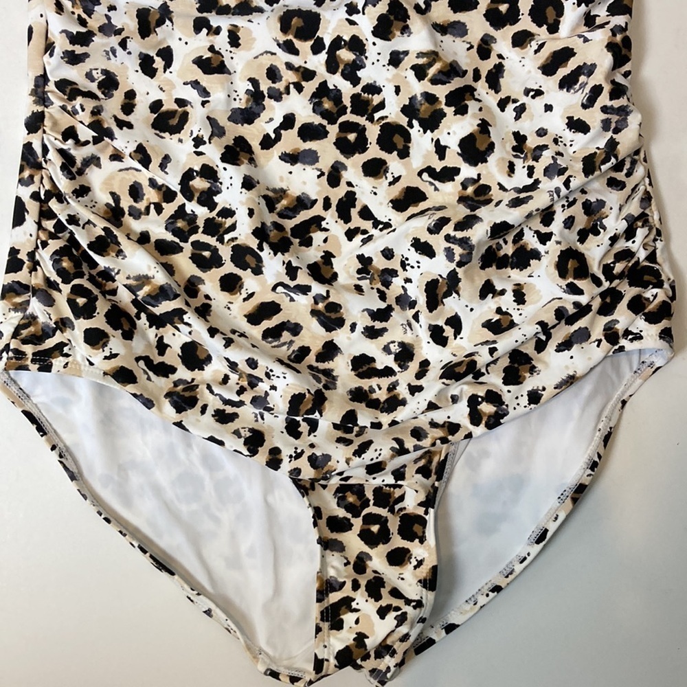Nip Tuck NWT Rhonda Leopard Animal Print One Shoulder One Piece Swimsuit 10 NEW - Picture 9 of 16